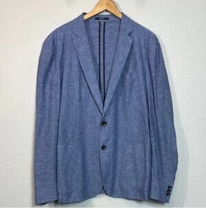 Nordstrom 1901 extra slim fit Jacket blazer lightweight Navy blue XL Linen Blend